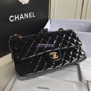 Replica Chanel Classic Flap Bag Quilted Patent Calfskin Black 2