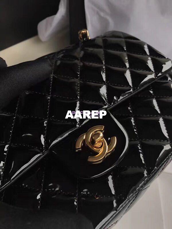Replica Chanel Classic Flap Bag Quilted Patent Calfskin Black 3