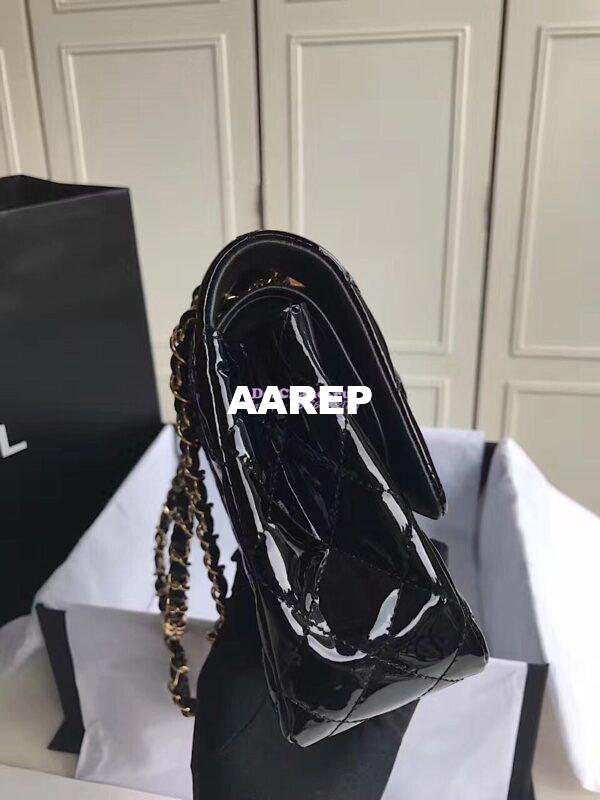 Replica Chanel Classic Flap Bag Quilted Patent Calfskin Black 4