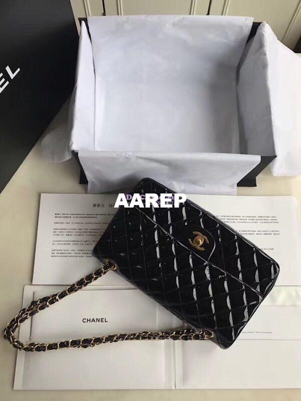 Replica Chanel Classic Flap Bag Quilted Patent Calfskin Black 5