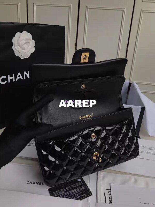 Replica Chanel Classic Flap Bag Quilted Patent Calfskin Black 6