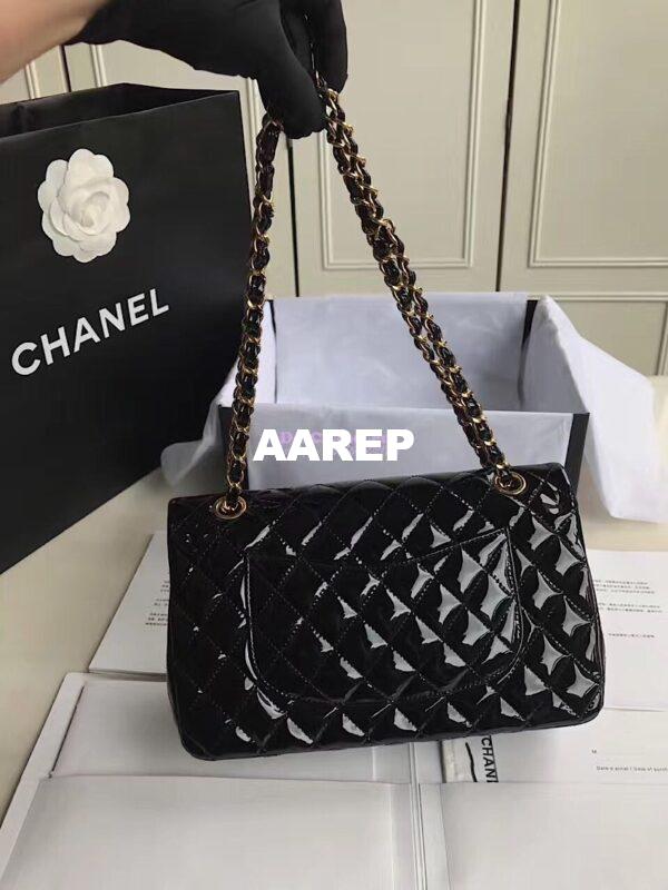 Replica Chanel Classic Flap Bag Quilted Patent Calfskin Black 8