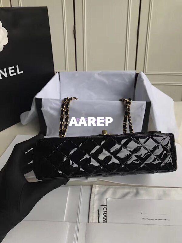 Replica Chanel Classic Flap Bag Quilted Patent Calfskin Black 9
