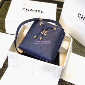 Replica Chanel Grained Calfskin Drawstring Bag AS0310 Blue