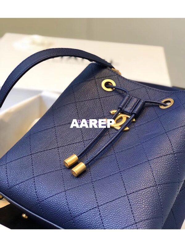 Replica Chanel Grained Calfskin Drawstring Bag AS0310 Blue 5