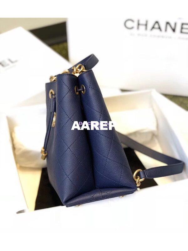 Replica Chanel Grained Calfskin Drawstring Bag AS0310 Blue 6