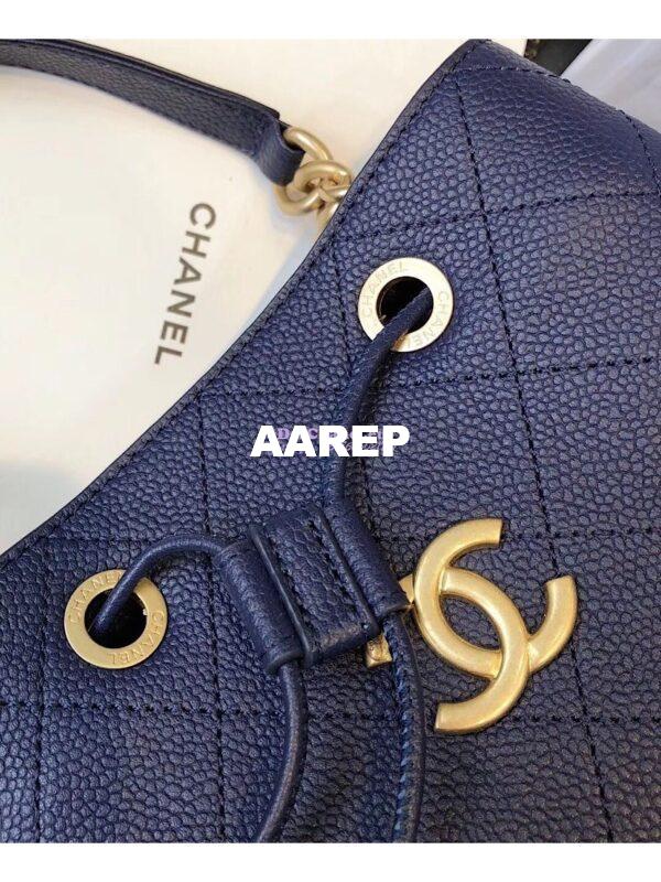 Replica Chanel Grained Calfskin Drawstring Bag AS0310 Blue 7