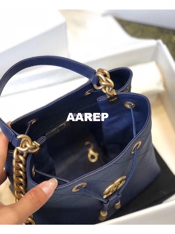 Replica Chanel Grained Calfskin Drawstring Bag AS0310 Blue 8