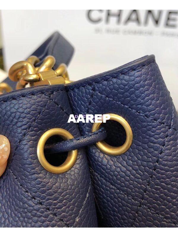 Replica Chanel Grained Calfskin Drawstring Bag AS0310 Blue 10