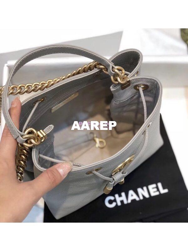 Replica Chanel Grained Calfskin Drawstring Bag AS0310 Grey 7