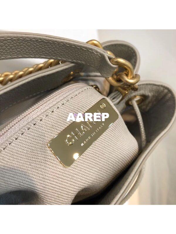 Replica Chanel Grained Calfskin Drawstring Bag AS0310 Grey 8