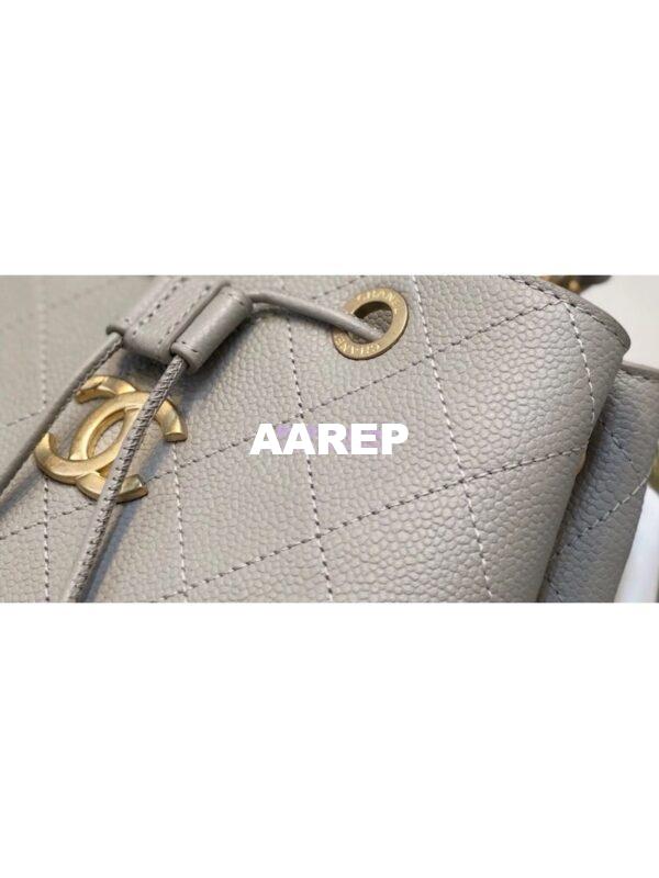 Replica Chanel Grained Calfskin Drawstring Bag AS0310 Grey 9