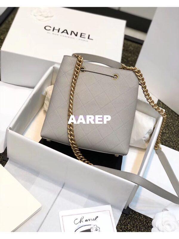 Replica Chanel Grained Calfskin Drawstring Bag AS0310 Grey 11