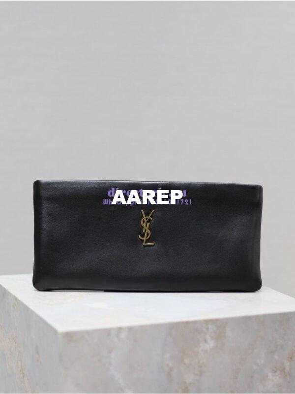 Replica Saint Laurent YSL Calypso Long Pouch In Lambskin 774062 Black 3