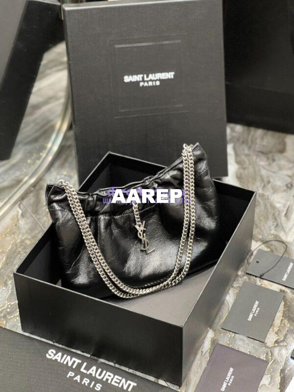 Replica YSL Saint Laurent Pac Pac Ruched Hobo bag 681632 Black 4