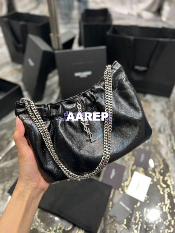 Replica YSL Saint Laurent Pac Pac Ruched Hobo bag 681632 Black 6