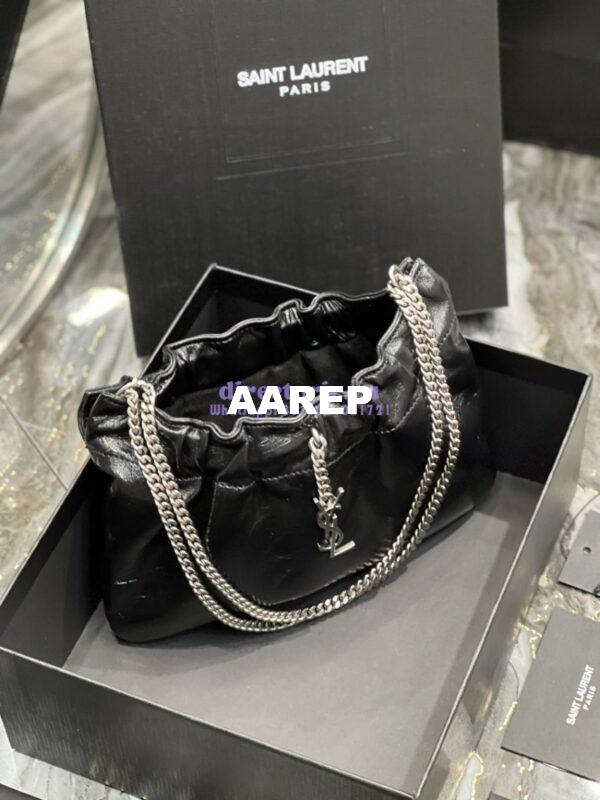 Replica YSL Saint Laurent Pac Pac Ruched Hobo bag 681632 Black 11
