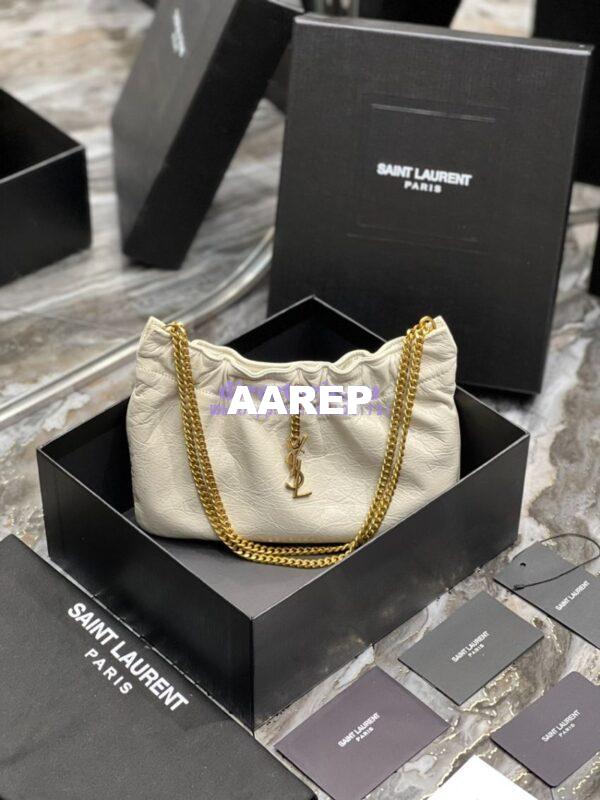 Replica YSL Saint Laurent Pac Pac Ruched Hobo bag 681632 Creme 3