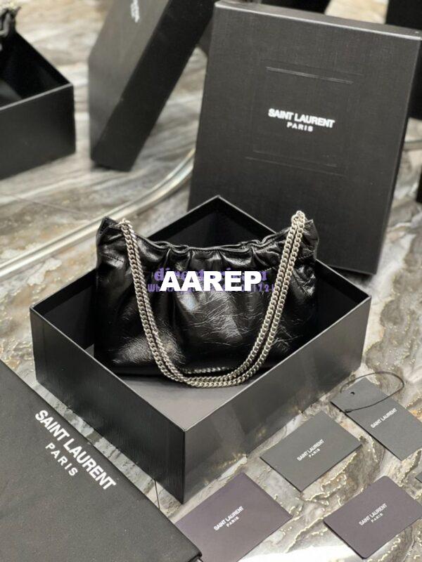 Replica YSL Saint Laurent Pac Pac Ruched Hobo bag 681632 Black 16