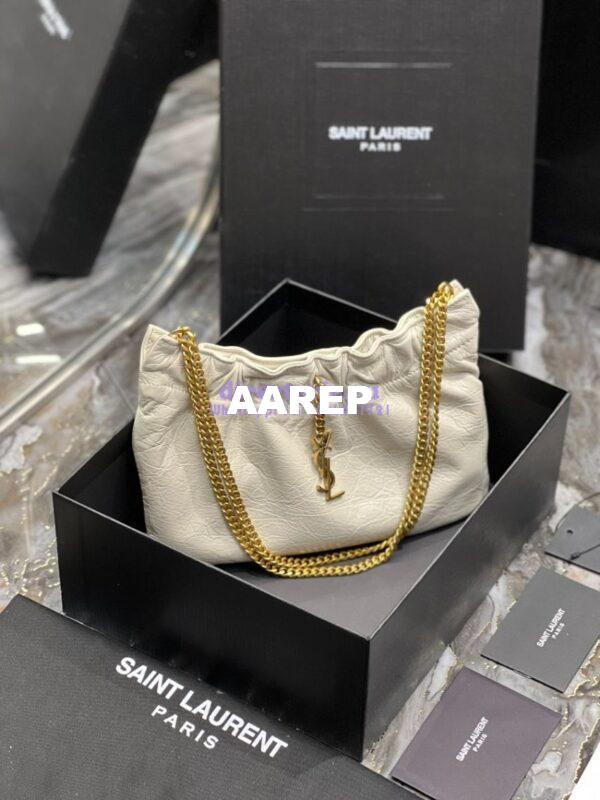 Replica YSL Saint Laurent Pac Pac Ruched Hobo bag 681632 Creme 4