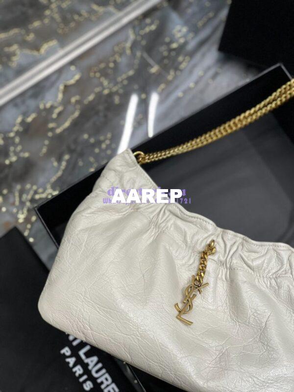 Replica YSL Saint Laurent Pac Pac Ruched Hobo bag 681632 Creme 10