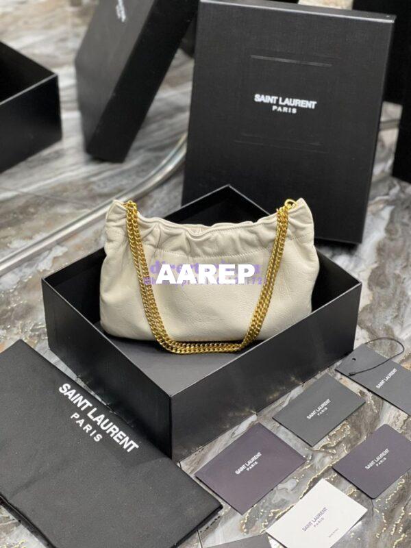 Replica YSL Saint Laurent Pac Pac Ruched Hobo bag 681632 Creme 15