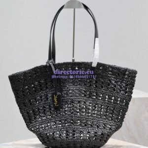 Replica YSL Saint Laurent Panier Medium Bag In Raffia 761457 Black