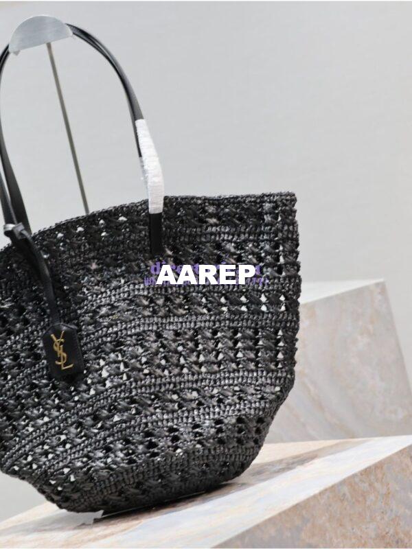 Replica YSL Saint Laurent Panier Small Bag In Raffia 761461 Black 5