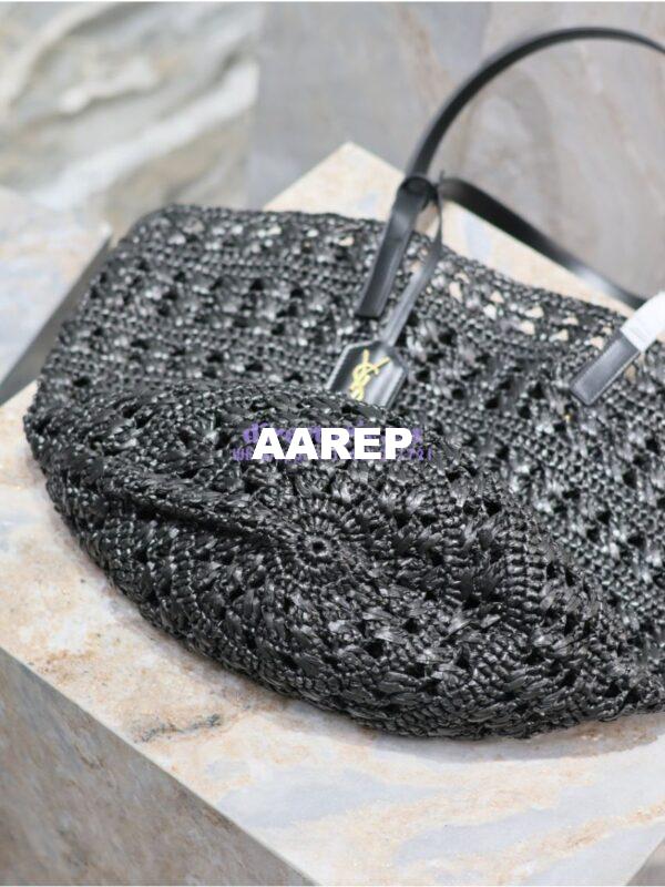 Replica YSL Saint Laurent Panier Small Bag In Raffia 761461 Black 6