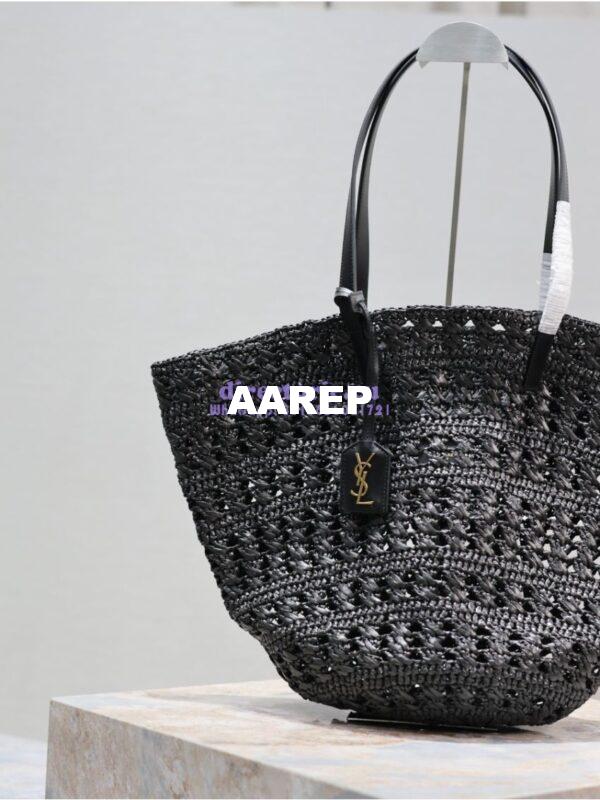 Replica YSL Saint Laurent Panier Small Bag In Raffia 761461 Black 9
