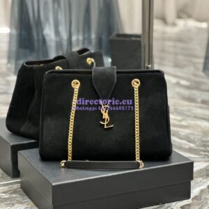 Replica YSL Saint Laurent Cassandre Shopper Bag in Suede Calfskin 668900 Black