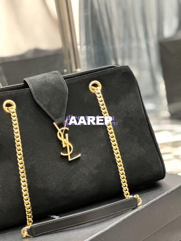 Replica YSL Saint Laurent Cassandre Shopper Bag in Suede Calfskin 668900 Black 8