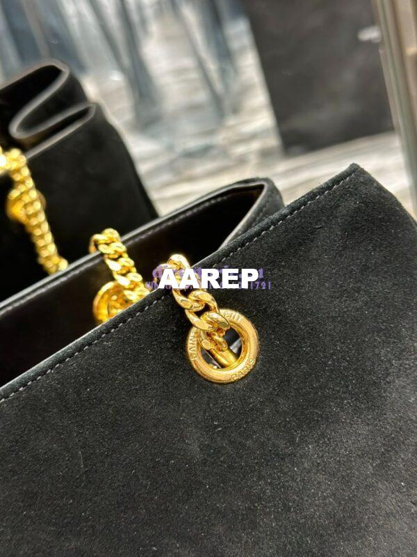 Replica YSL Saint Laurent Cassandre Shopper Bag in Suede Calfskin 668900 Black 9