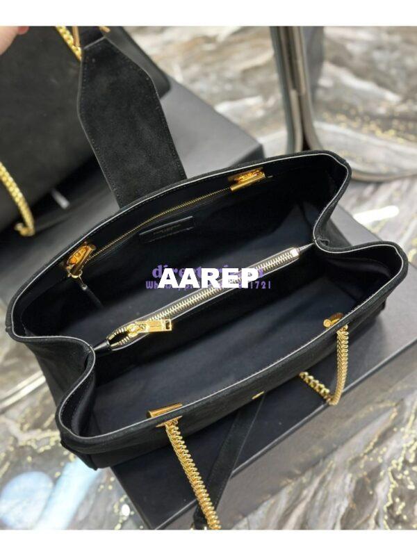 Replica YSL Saint Laurent Cassandre Shopper Bag in Suede Calfskin 668900 Black 12