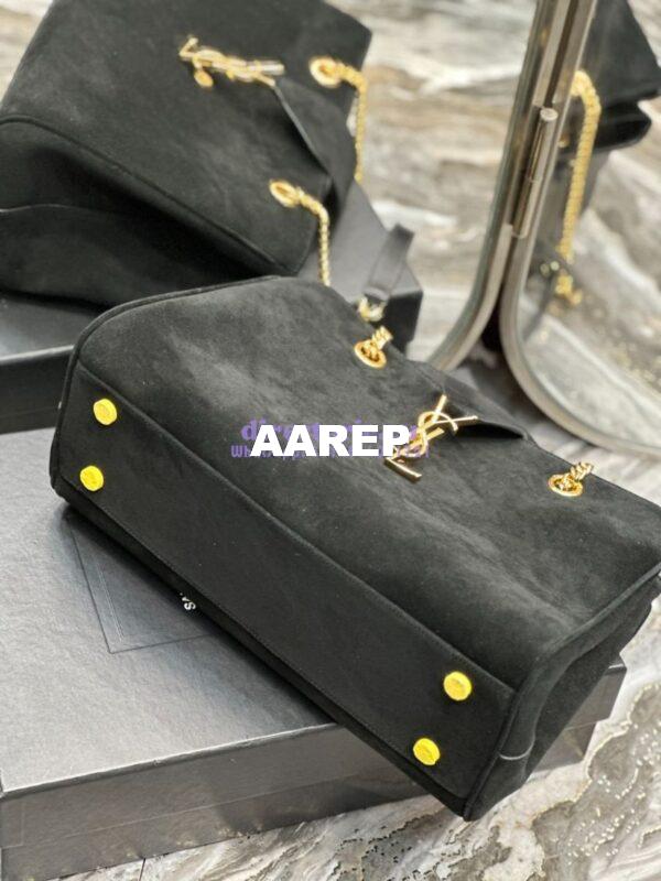 Replica YSL Saint Laurent Cassandre Shopper Bag in Suede Calfskin 668900 Black 15