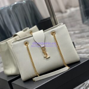Replica YSL Saint Laurent Cassandre Shopper Bag in Grained Calfskin 668900 White 2