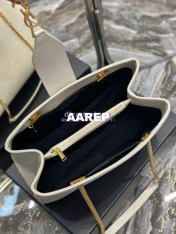 Replica YSL Saint Laurent Cassandre Shopper Bag in Grained Calfskin 668900 White 11