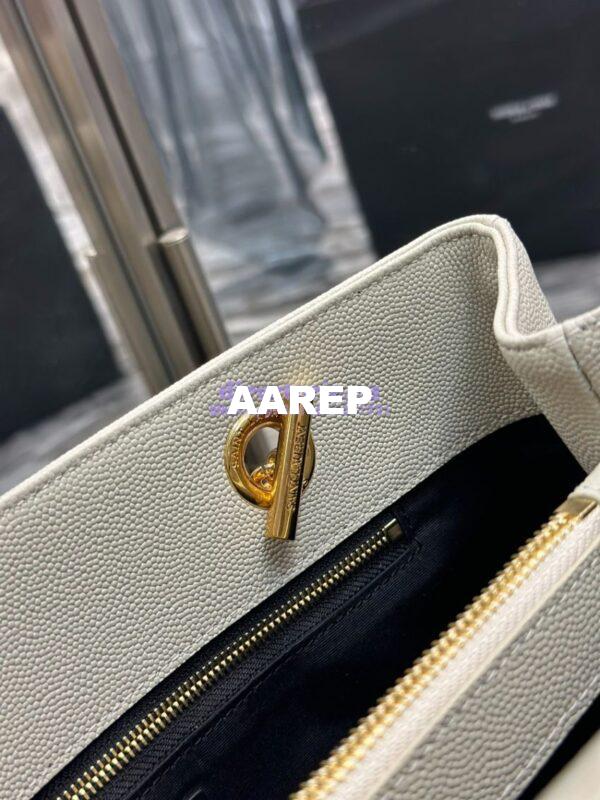 Replica YSL Saint Laurent Cassandre Shopper Bag in Grained Calfskin 668900 White 12