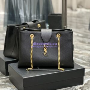 Replica YSL Saint Laurent Cassandre Shopper Bag in Grained Calfskin 668900 Black