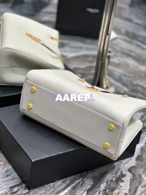 Replica YSL Saint Laurent Cassandre Shopper Bag in Grained Calfskin 668900 White 14