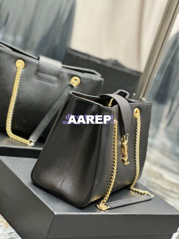 Replica YSL Saint Laurent Cassandre Shopper Bag in Grained Calfskin 668900 Black 8