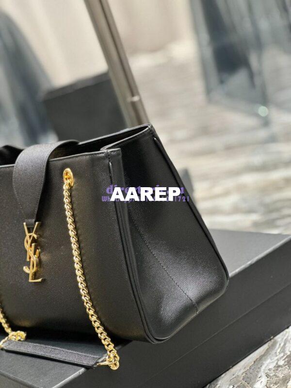 Replica YSL Saint Laurent Cassandre Shopper Bag in Grained Calfskin 668900 Black 10