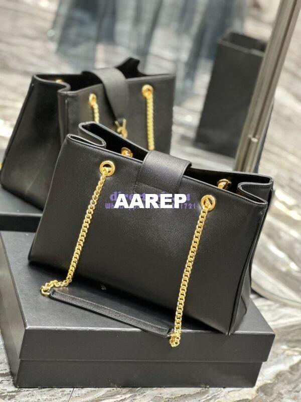 Replica YSL Saint Laurent Cassandre Shopper Bag in Grained Calfskin 668900 Black 11