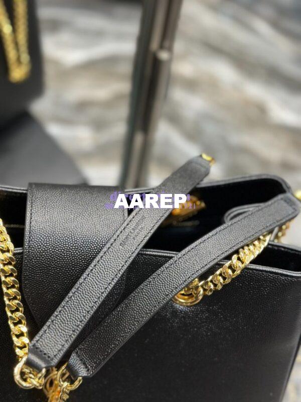 Replica YSL Saint Laurent Cassandre Shopper Bag in Grained Calfskin 668900 Black 13