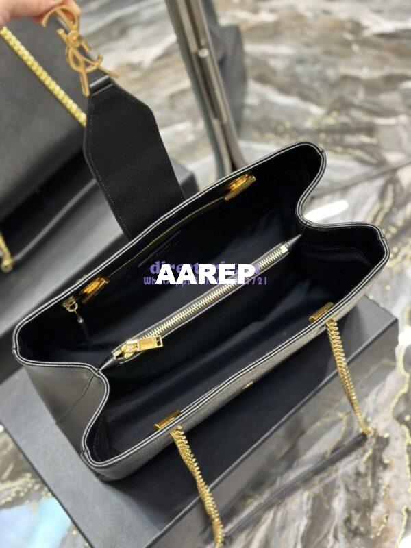 Replica YSL Saint Laurent Cassandre Shopper Bag in Grained Calfskin 668900 Black 14