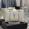 Replica YSL Saint Laurent Classic Chevron Quilted Monogram Shopping Bag in Grained Calfskin 668900 Black 2