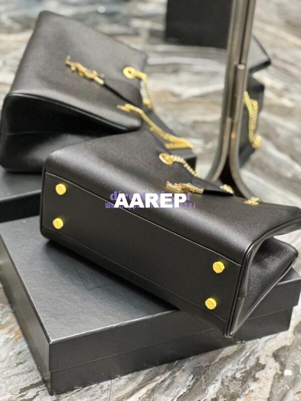 Replica YSL Saint Laurent Cassandre Shopper Bag in Grained Calfskin 668900 Black 16