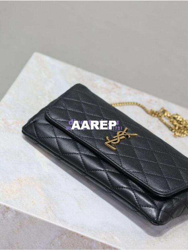Replica YSL Saint Laurent Gaby Chain Phone Holder In Lambskin 7540511 Black 10