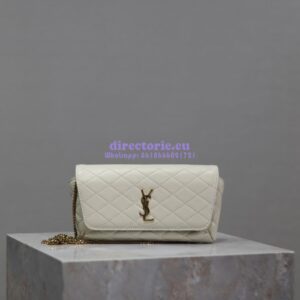 Replica YSL Saint Laurent Gaby Chain Phone Holder In Lambskin 7540511 Blanc