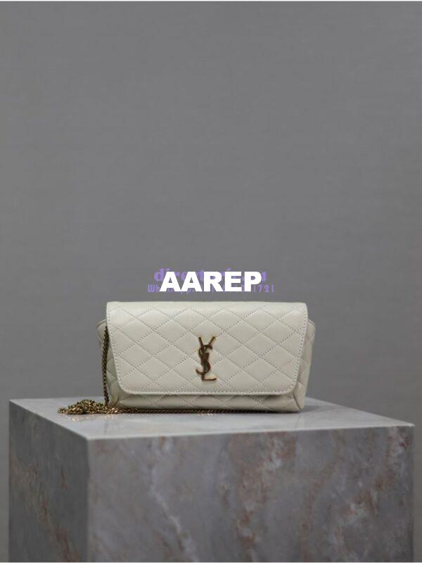 Replica YSL Saint Laurent Gaby Chain Phone Holder In Lambskin 7540511 Blanc 3
